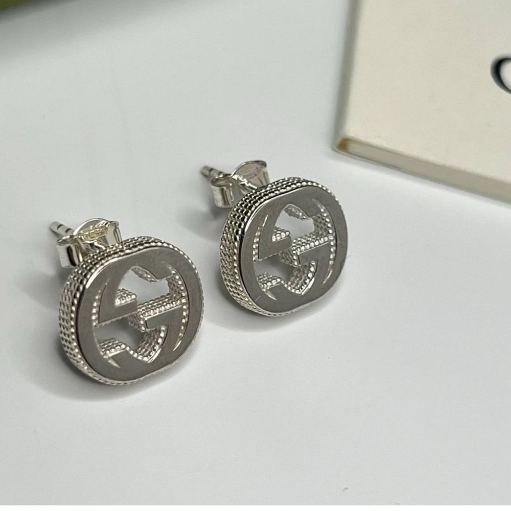 Gucci Sterling Silver G Interlocking Stud Earring… - image 5